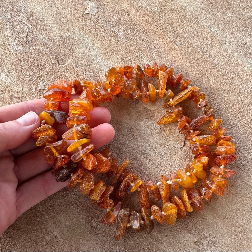Vintage Baltic Amber Nugget Bead Strand  24” Graduated Beads ~ Jewelry Making